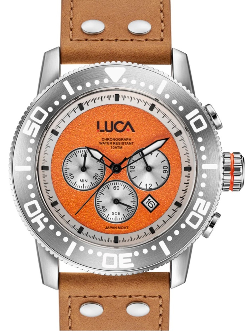 Luca Orange Dial Chronograph Watch - Face Only - Picture 3 of 4